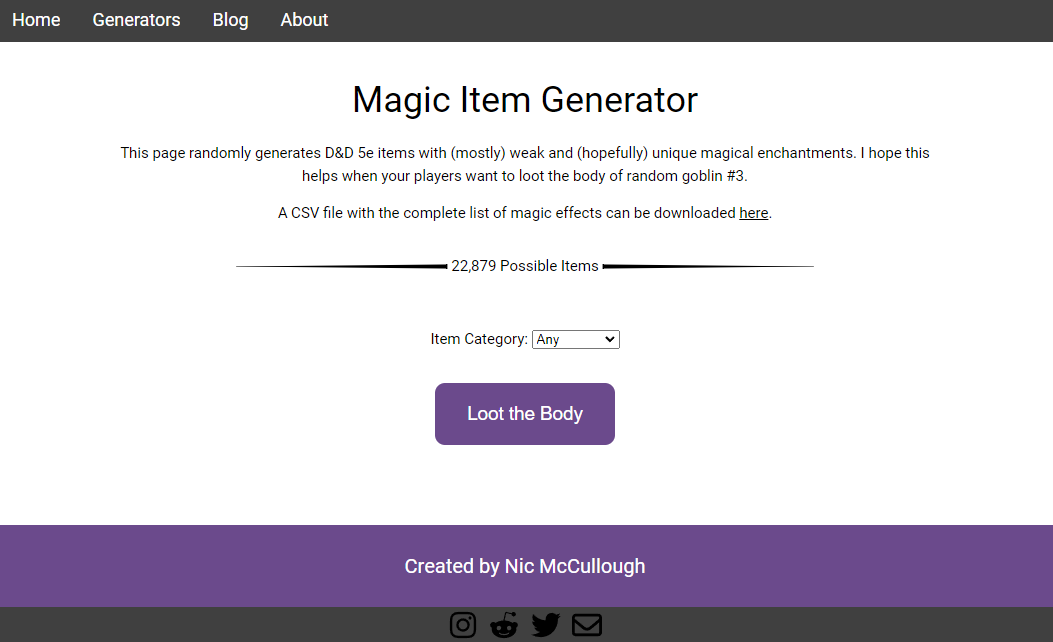 Version 1 of I Loot the Body